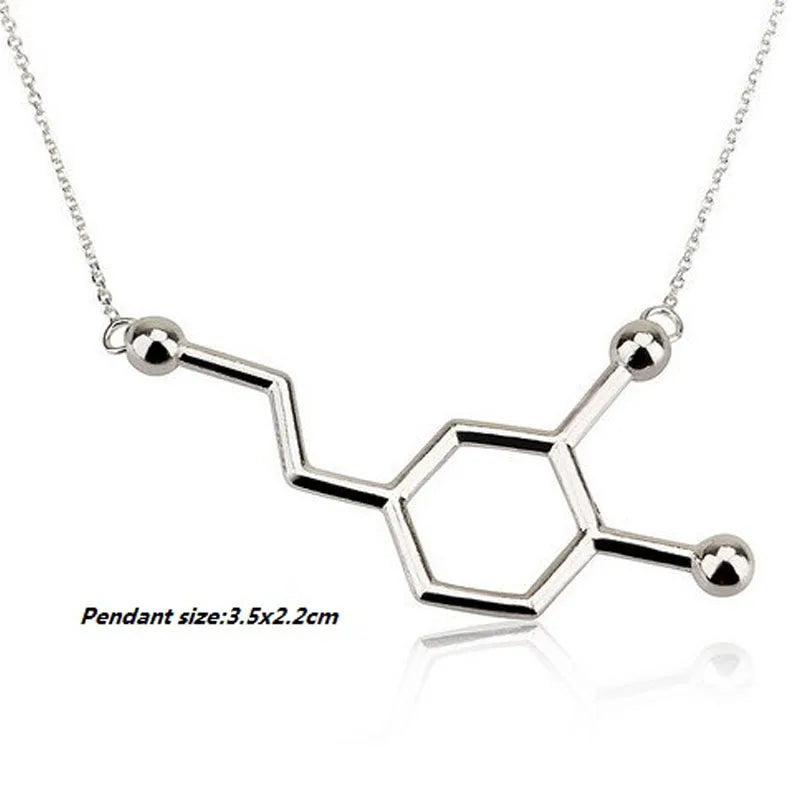 SMJEL Dopamine Molecule Necklaces Chemical Formula Necklace Fashion Women Serotonin Structure Formula Pendant Graduation Gifts