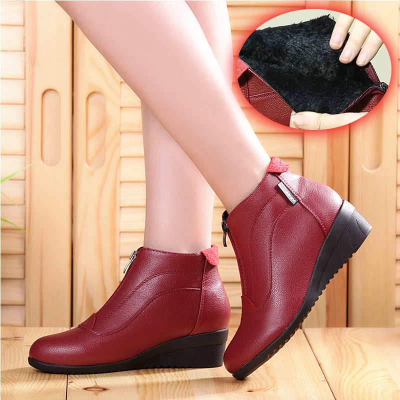 Winter Boots Women 2026 Women Snow Boots Wedge Heels Winter Shoes Women Warm Fur Casual Shoes  Zip Women's Shoes Botas Mujer