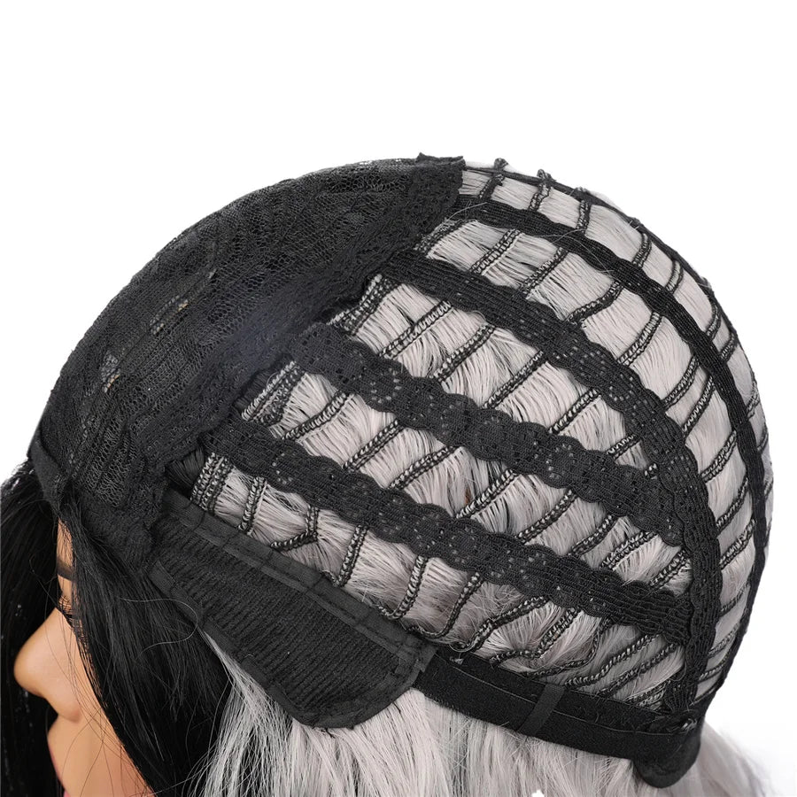 GAKA Short Wig Grey White Wavy Cosplay Red Wig with Side Bang for Women 32 Colors Party Costume Lolita Synthetic Hair