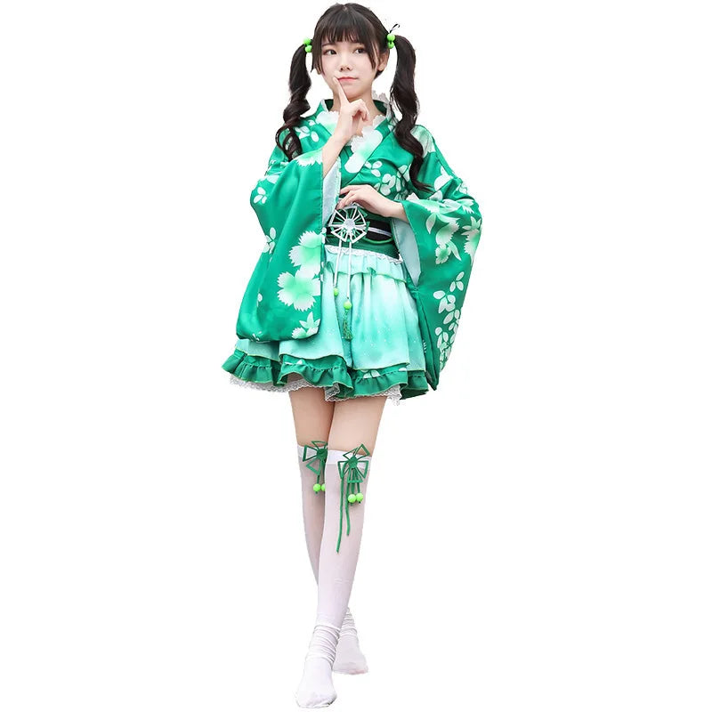 Anime Live Show Women's Clothing Japanese Traditional Kimono Dress Robe Fashion Stage Set Costume for Fans and Performers
