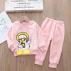 Girls Clothing Sets Children's Flannel Pajamas Home Clothes Casual Warm and Children Baby Sleepwear Suit Fleece Plain Solid