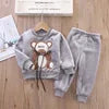 Girls Clothing Sets Children's Flannel Pajamas Home Clothes Casual Warm and Children Baby Sleepwear Suit Fleece Plain Solid