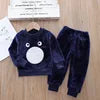 Girls Clothing Sets Children's Flannel Pajamas Home Clothes Casual Warm and Children Baby Sleepwear Suit Fleece Plain Solid