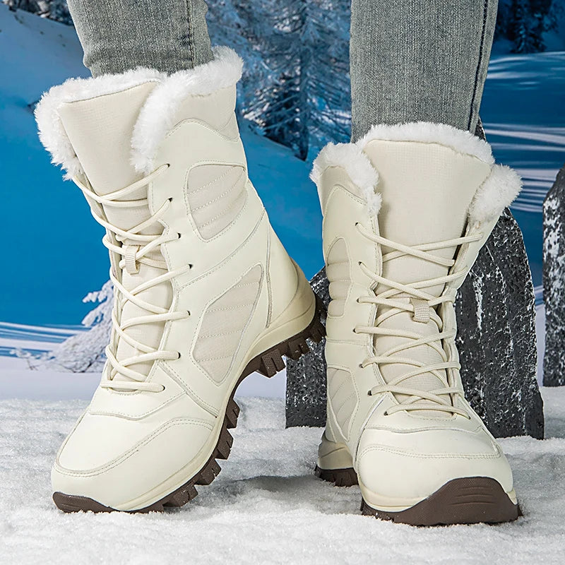 Women's Snow Boots Winter Thickened Fleece Cotton Padded Warm Shoes Hiking & Trekking Backpacking Shoes Trail Cross Country