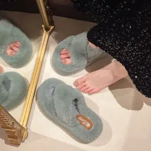 Greatslides Custom Women Furry Slippers,Sandals for Women and Ladies Luxury,Women Winter Warm Shoes Slides Plush Flat Slipper