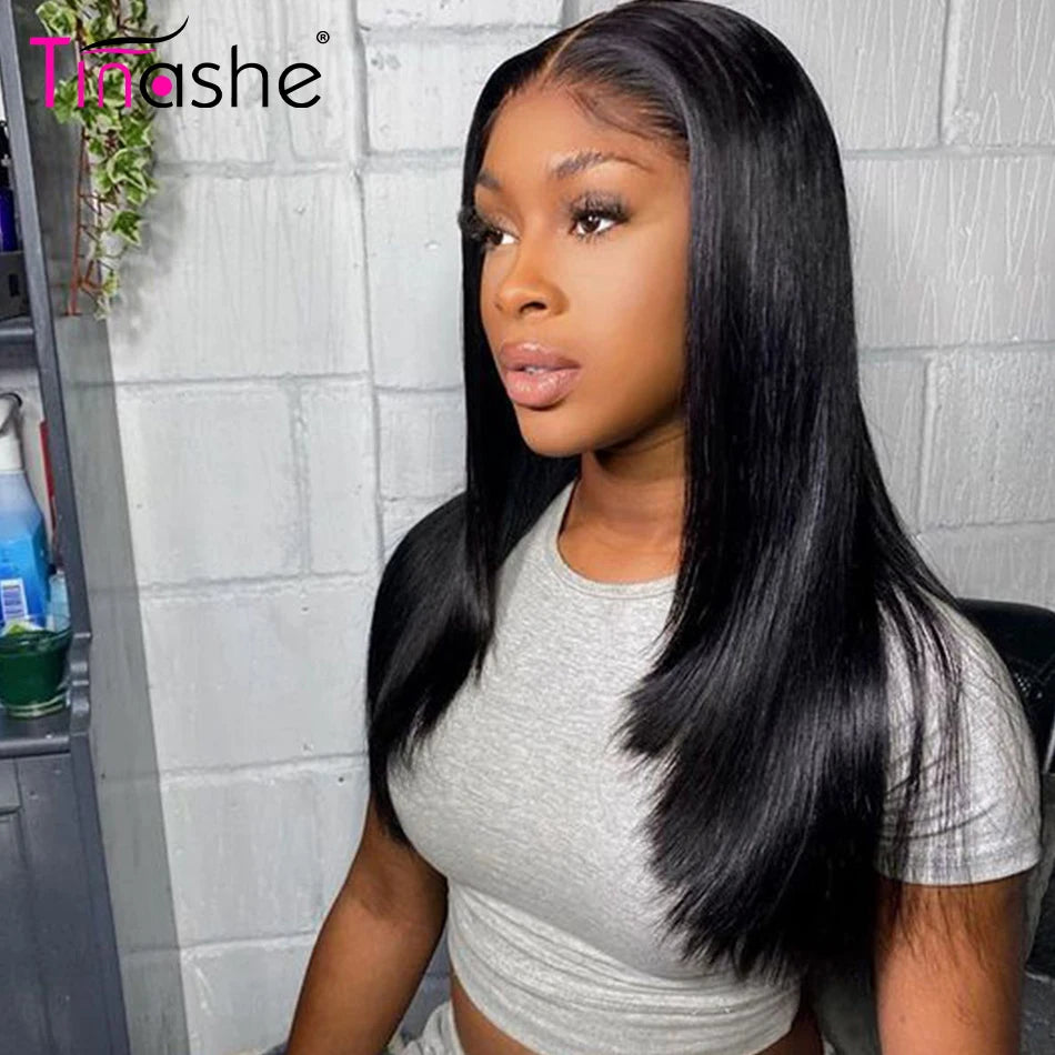 Tinashe Layered Wig Human Hair Pre Bleached Bone Straight Lace Frontal Wigs Ready To Go 200 Density 6x5 HD Lace Closure Wig