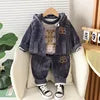 2026 Autumn New Baby Three-Piece Set of Girls' Sweet Clothing and Boys' Suit Featuring Cute Cartoon Pattern for Children