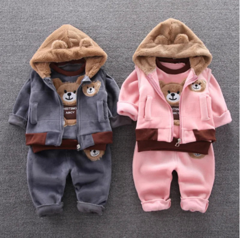 2026 Autumn New Baby Three-Piece Set of Girls' Sweet Clothing and Boys' Suit Featuring Cute Cartoon Pattern for Children