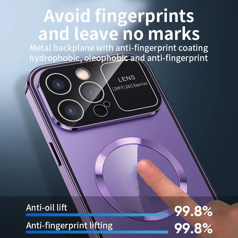 Premium Metal Frame Shell Cover With 360 Full-Body Protection Magnetic Phone Case With Privacy Screen for iPhone 15 16 Pro Max