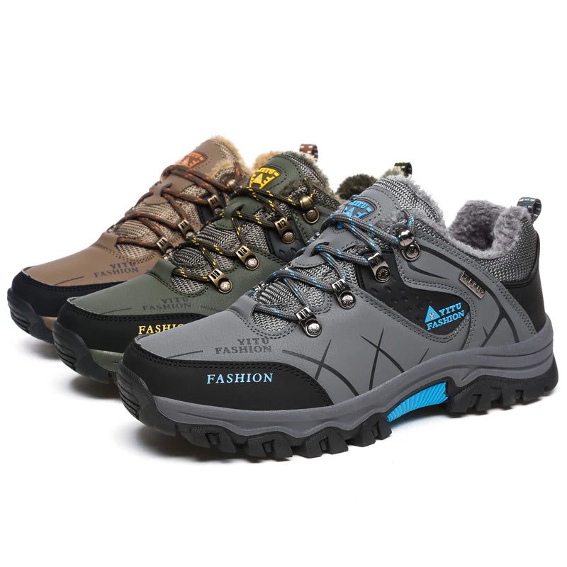 Men's Mountaineering Shoes Winter Thickened Fleece Cotton Padded Warm Shoes Outdoor Hiking & Trekking Backpacking Boots Sneakers