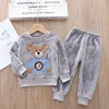 Girls Clothing Sets Children's Flannel Pajamas Home Clothes Casual Warm and Children Baby Sleepwear Suit Fleece Plain Solid