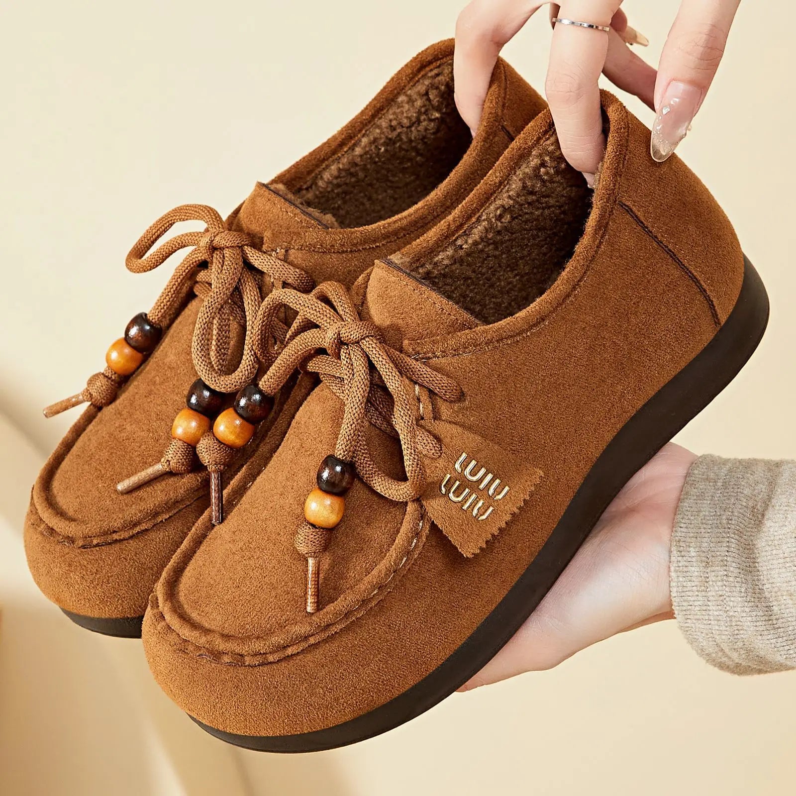 Women's Warm Shoes Fashionable and Comfortable Winter Casual Shoes Soft Lace-up Walking Shoes