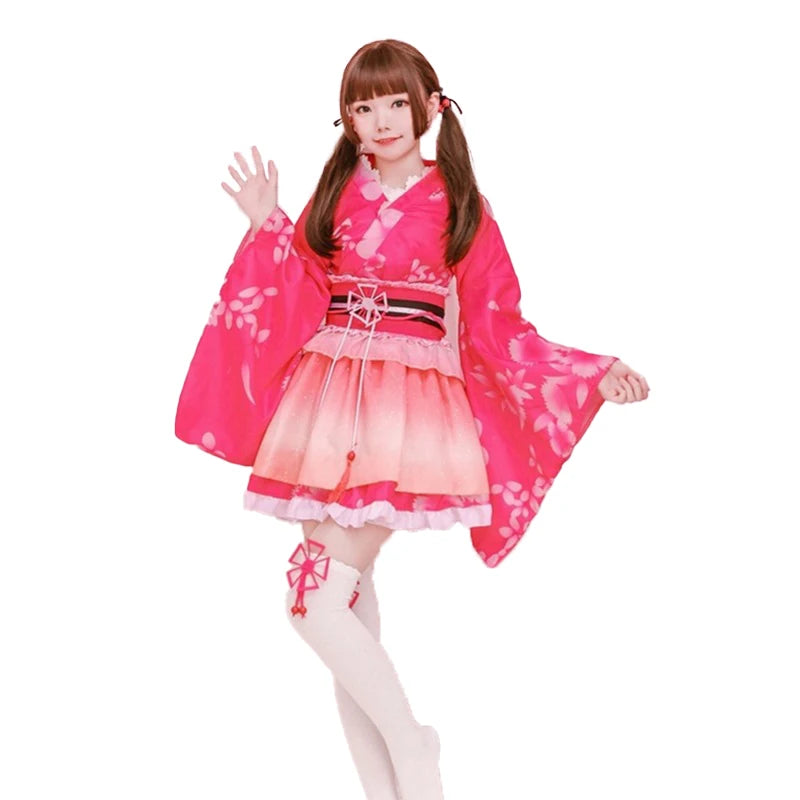 Anime Live Show Women's Clothing Japanese Traditional Kimono Dress Robe Fashion Stage Set Costume for Fans and Performers