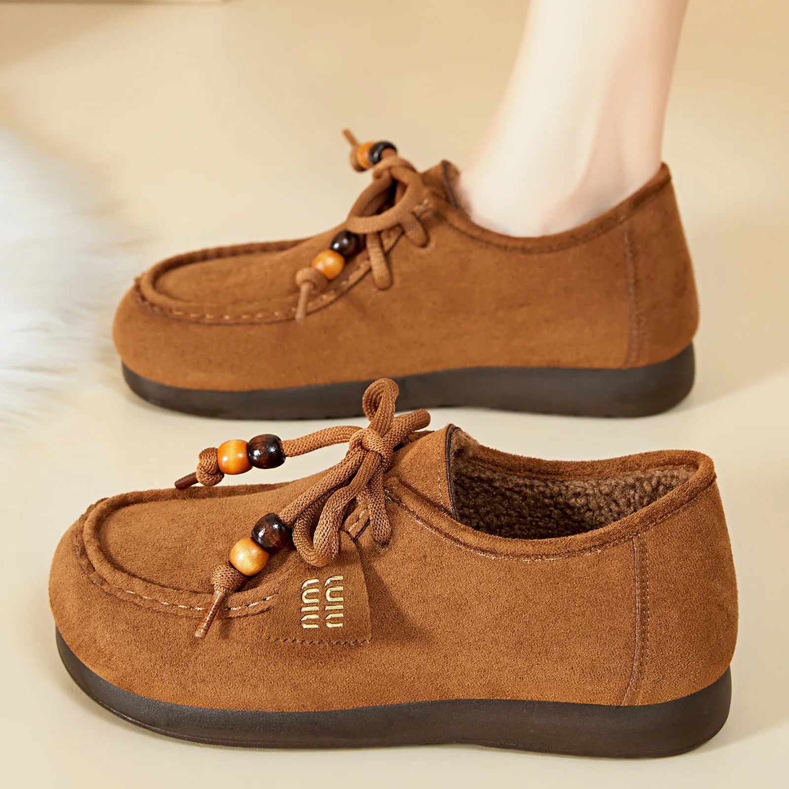 Women's Warm Shoes Fashionable and Comfortable Winter Casual Shoes Soft Lace-up Walking Shoes