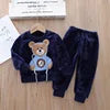 Girls Clothing Sets Children's Flannel Pajamas Home Clothes Casual Warm and Children Baby Sleepwear Suit Fleece Plain Solid