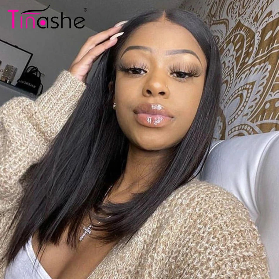 Tinashe Layered Wig Human Hair Pre Bleached Bone Straight Lace Frontal Wigs Ready To Go 200 Density 6x5 HD Lace Closure Wig