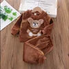 Girls Clothing Sets Children's Flannel Pajamas Home Clothes Casual Warm and Children Baby Sleepwear Suit Fleece Plain Solid