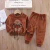 Girls Clothing Sets Children's Flannel Pajamas Home Clothes Casual Warm and Children Baby Sleepwear Suit Fleece Plain Solid