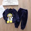 Girls Clothing Sets Children's Flannel Pajamas Home Clothes Casual Warm and Children Baby Sleepwear Suit Fleece Plain Solid