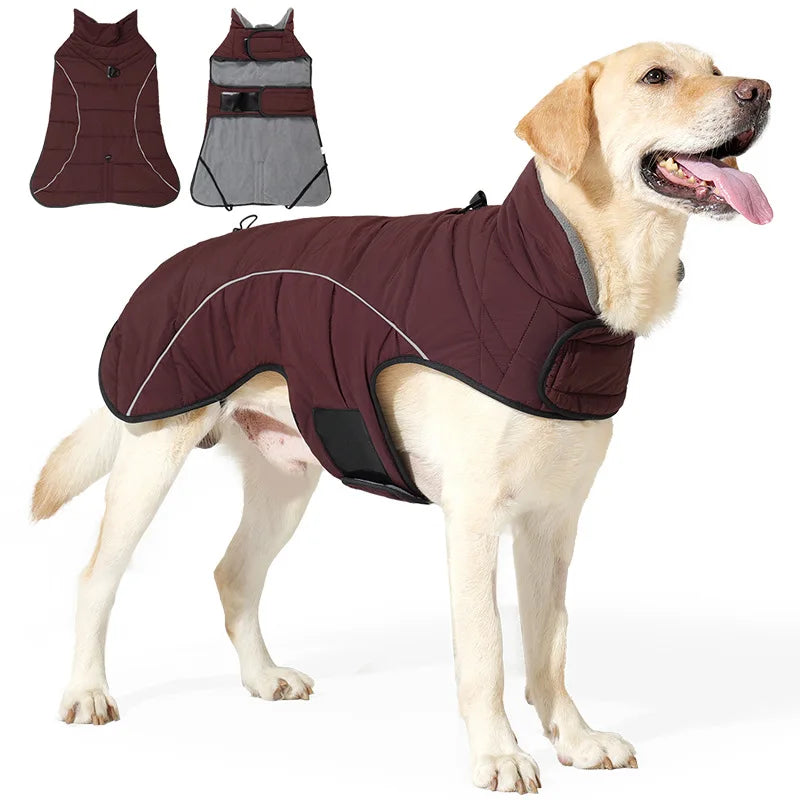 New Winter Thick Double-layer Warm Dog Clothing Windproof and Waterproof Can Pull Large Dog Jacket