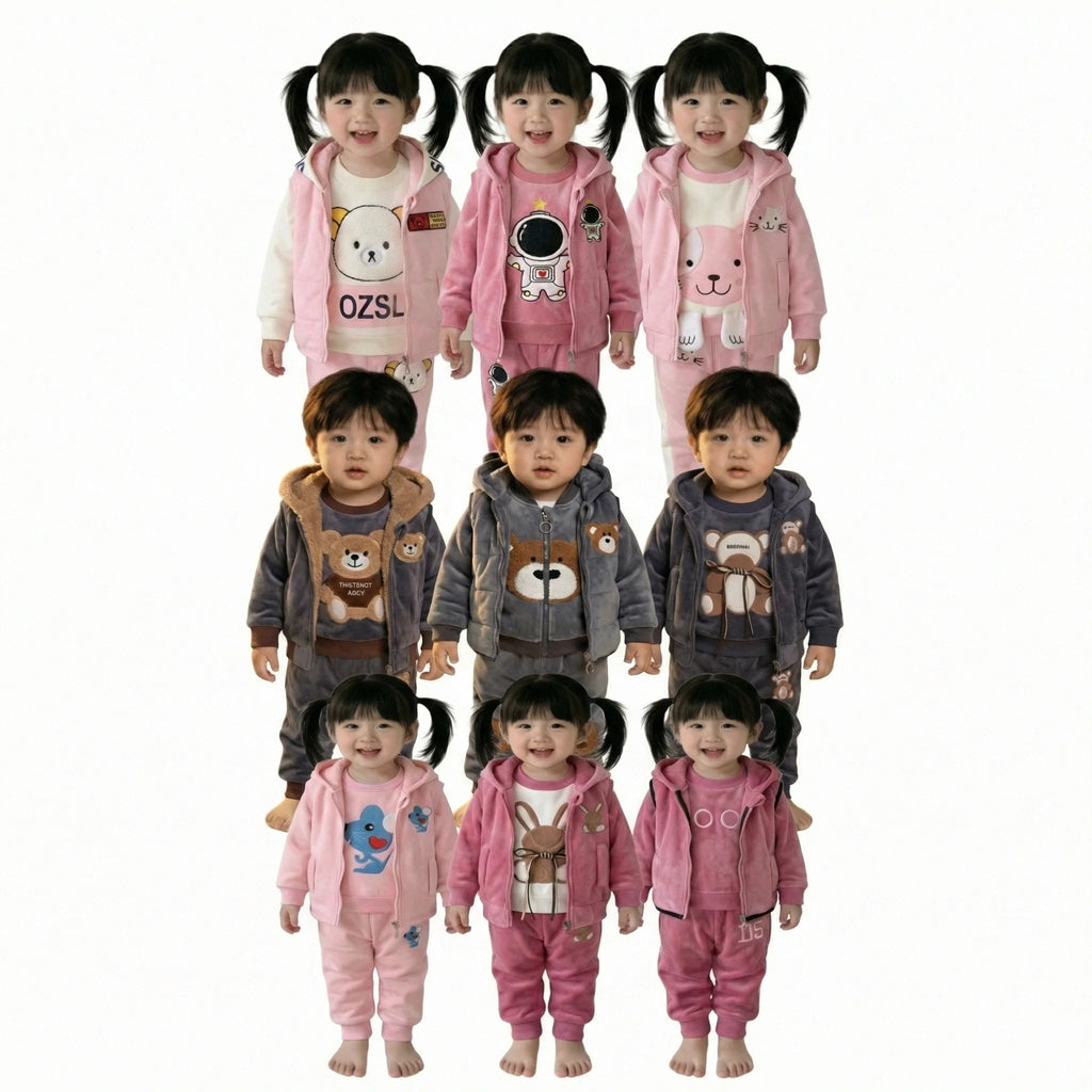 2026 Autumn New Baby Three-Piece Set of Girls' Sweet Clothing and Boys' Suit Featuring Cute Cartoon Pattern for Children