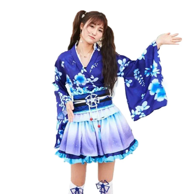 Anime Live Show Women's Clothing Japanese Traditional Kimono Dress Robe Fashion Stage Set Costume for Fans and Performers