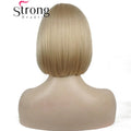 StrongBeauty Short Bob Wig Point Part Bangs synthetic Wigs COLOUR CHOICES
