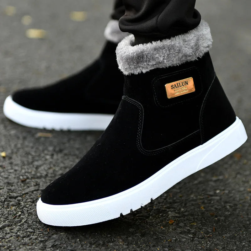 2026 Autumn and Winter New Snow Boots Men's Short Boots Thick Fleece Warm Shoes