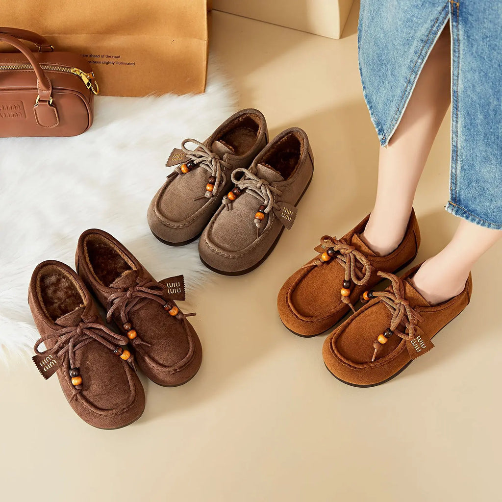 Women's Warm Shoes Fashionable and Comfortable Winter Casual Shoes Soft Lace-up Walking Shoes