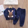 Girls Clothing Sets Children's Flannel Pajamas Home Clothes Casual Warm and Children Baby Sleepwear Suit Fleece Plain Solid