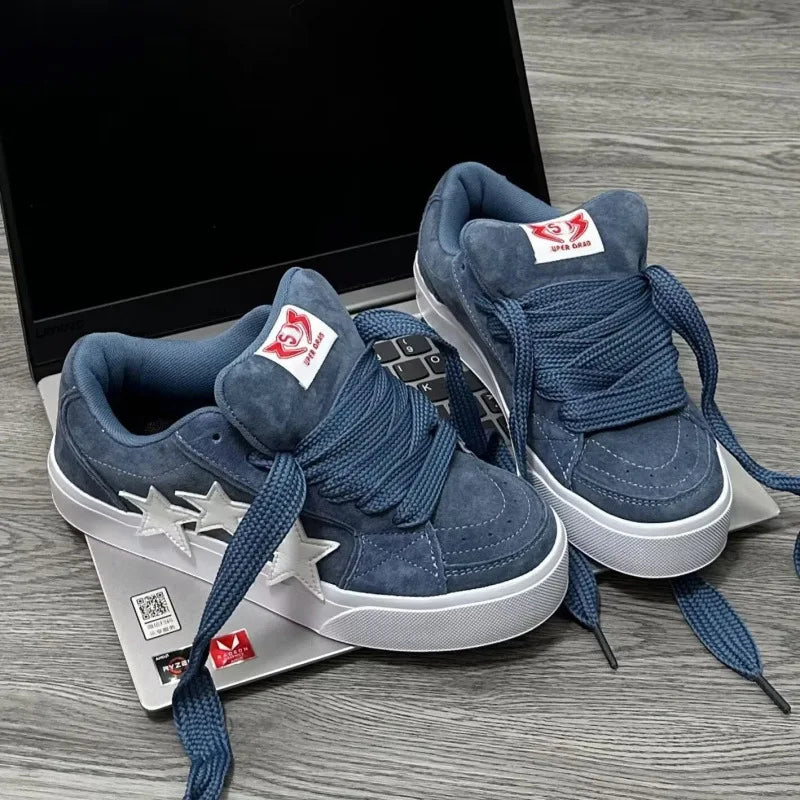 Fashion Retro Thick Sole Couple Shoes, 2026 Fall Niche Star Canvas Sneakers, All-match Trendy Student Daily Board Shoes