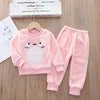 Girls Clothing Sets Children's Flannel Pajamas Home Clothes Casual Warm and Children Baby Sleepwear Suit Fleece Plain Solid
