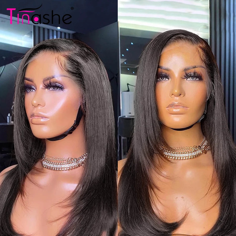 Tinashe Layered Wig Human Hair Pre Bleached Bone Straight Lace Frontal Wigs Ready To Go 200 Density 6x5 HD Lace Closure Wig