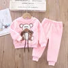 Girls Clothing Sets Children's Flannel Pajamas Home Clothes Casual Warm and Children Baby Sleepwear Suit Fleece Plain Solid