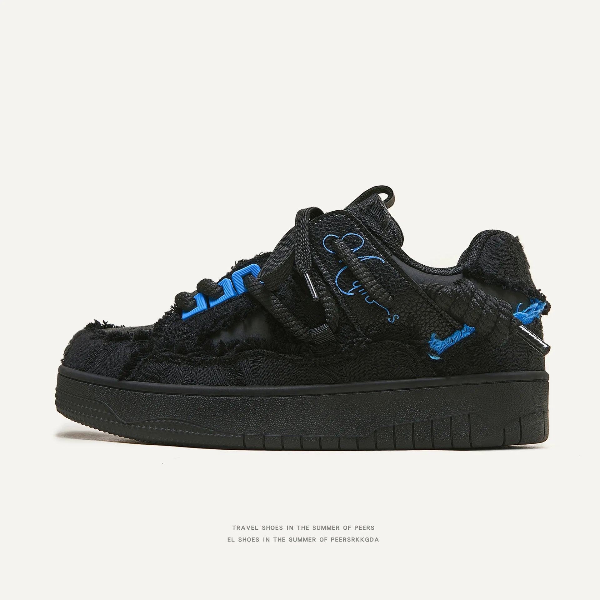 European and American Style Aesthetic Destruction Series Thick Soled Height Increasing Lace up Sports Shoes for Men and Women