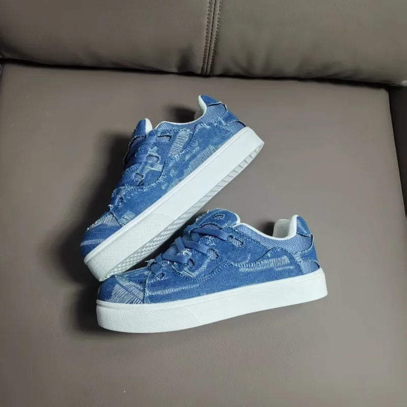 High Quality Thick-Soled Shoes All-Match Casual Sneakers Female Couple National Trend Niche Denim Blue Couple Bread Shoes women