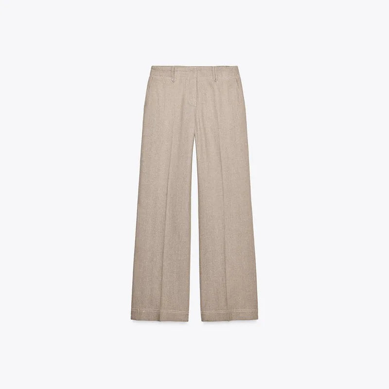 Casual Coats Pants Sets Women'S Turn-down Collar Long Sleeve Zippers Tops High Waist  Trousers 2026 Spring New Lady Chic Suit