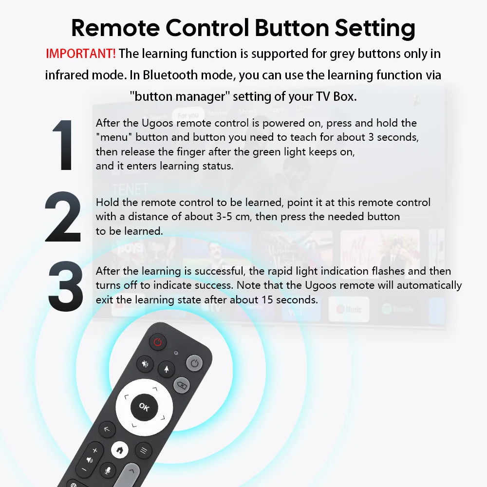 Original UGOOS UR02 BT Remote Control Replacement for Ugoos TOX1 TOX3 TOX4 AM8 PRO AM6B PLUS X4 X4Q Cube Pro Extra TV Box