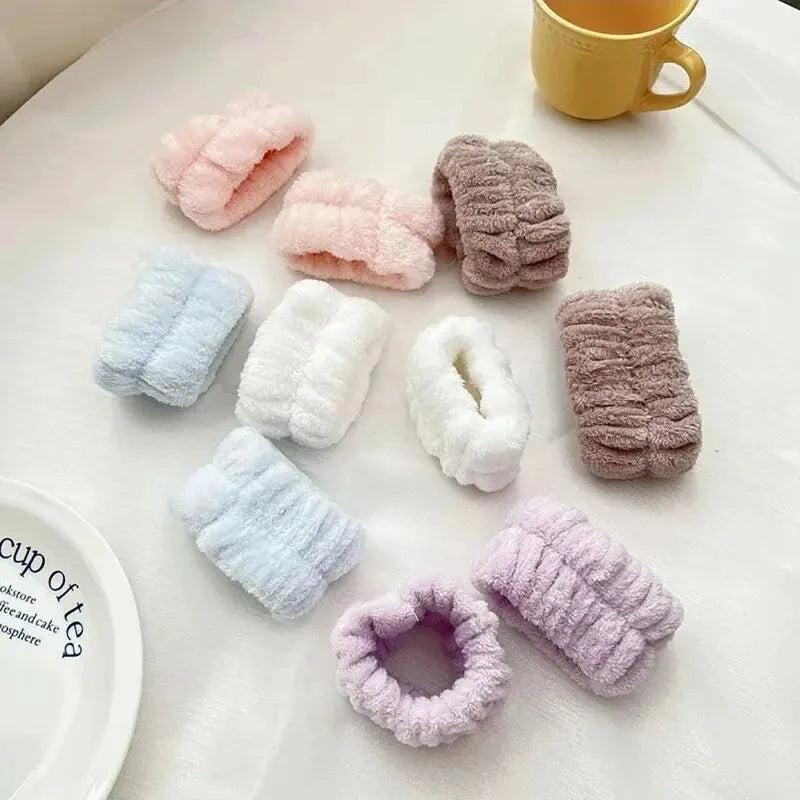 Face Wash Wristband Set Women's Headband Wristbands Absorbent Waterproof Wristbands Makeup Face Wash Hair Bands