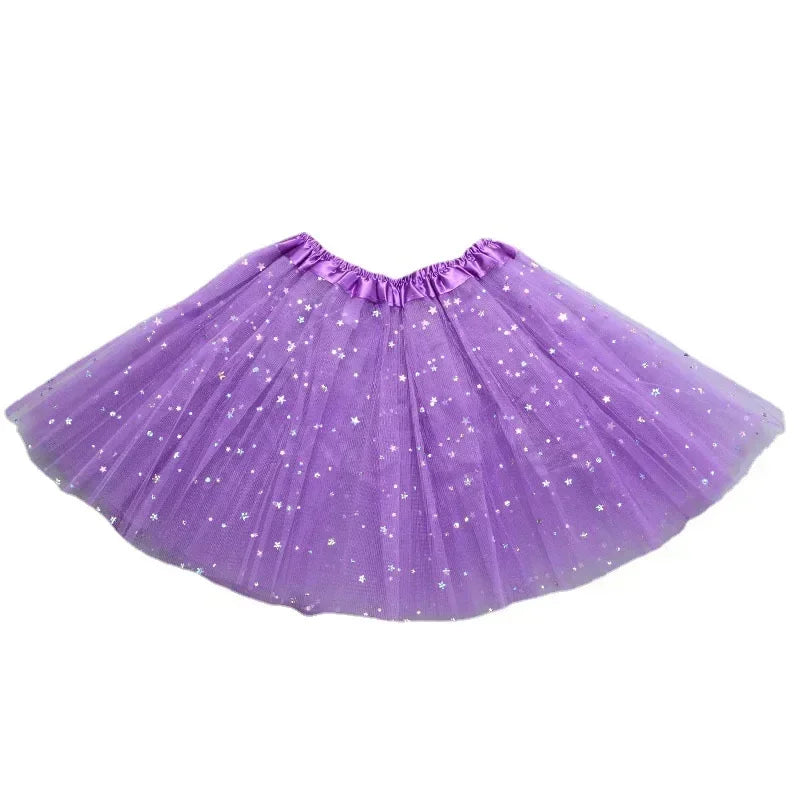 Wholesale  Girls Tulle Star Short Tutu Skirt Children Fancy Ballet Dancewear Party Costume Ball Gown Mini Skirt
