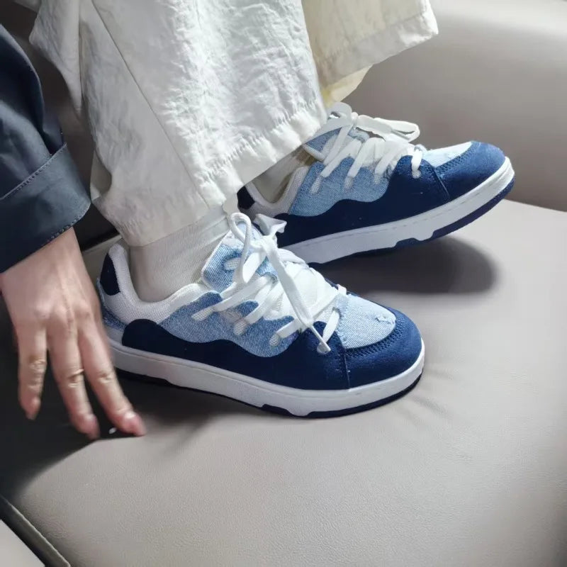 High Quality Thick-Soled Shoes All-Match Casual Sneakers Female Couple National Trend Niche Denim Blue Couple Bread Shoes women
