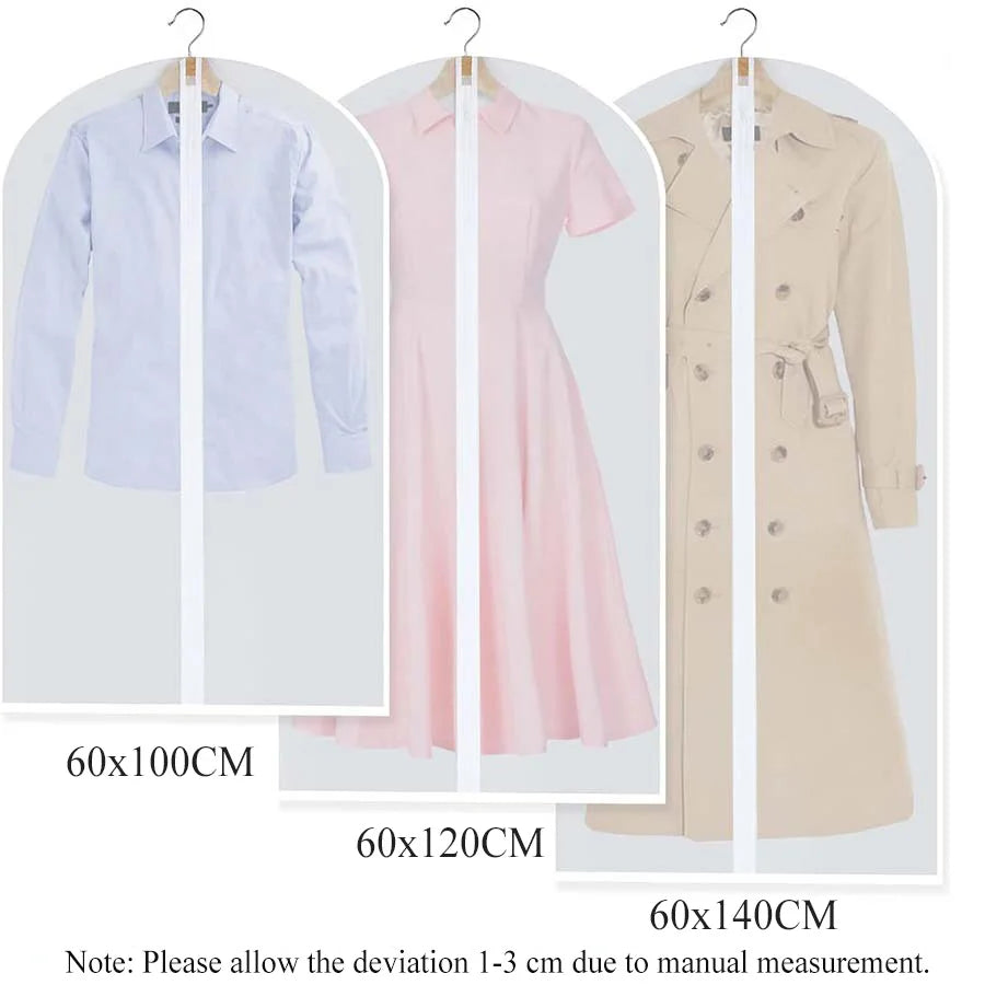 Clear Garment Suit Dress Cover Bag for Closet Storage Dust Coat Cover Gown Bags Shirt Protector with Zipper for Hanging Clothes