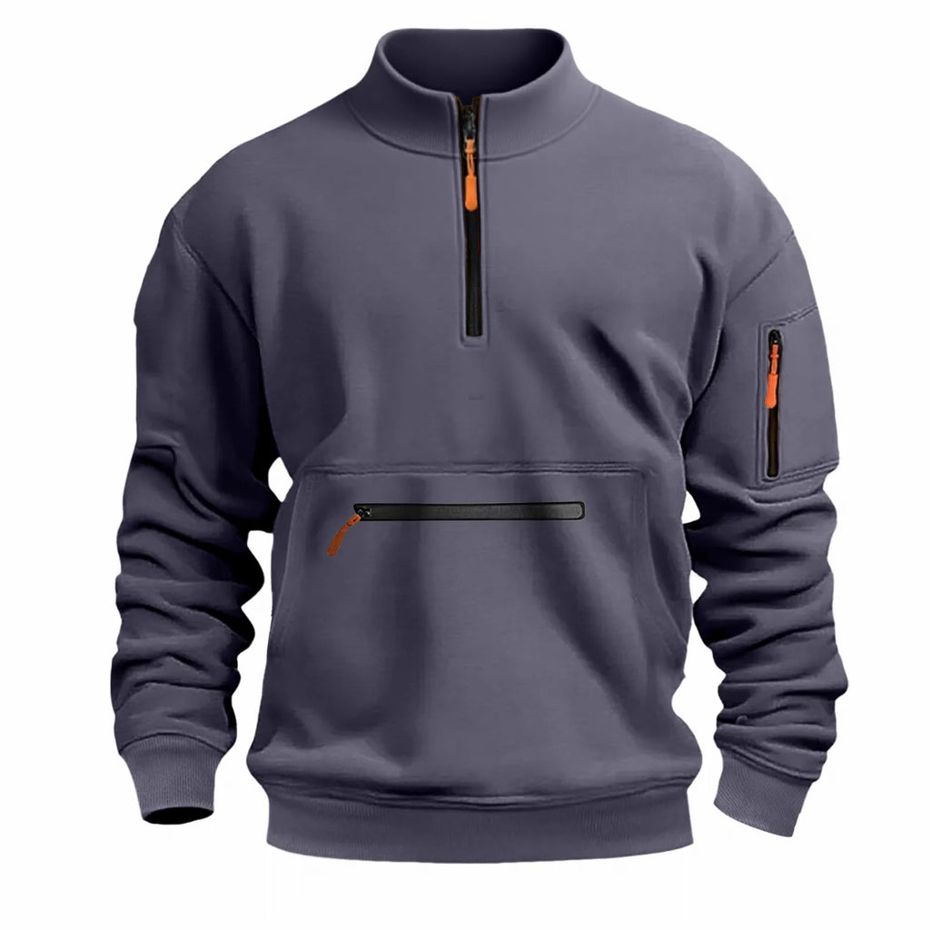 autumn winter Half-zipper stand collar Sweatshirts man and woman Solid Color Fleece Pullover Daily leisure tops Men Sweatshirt