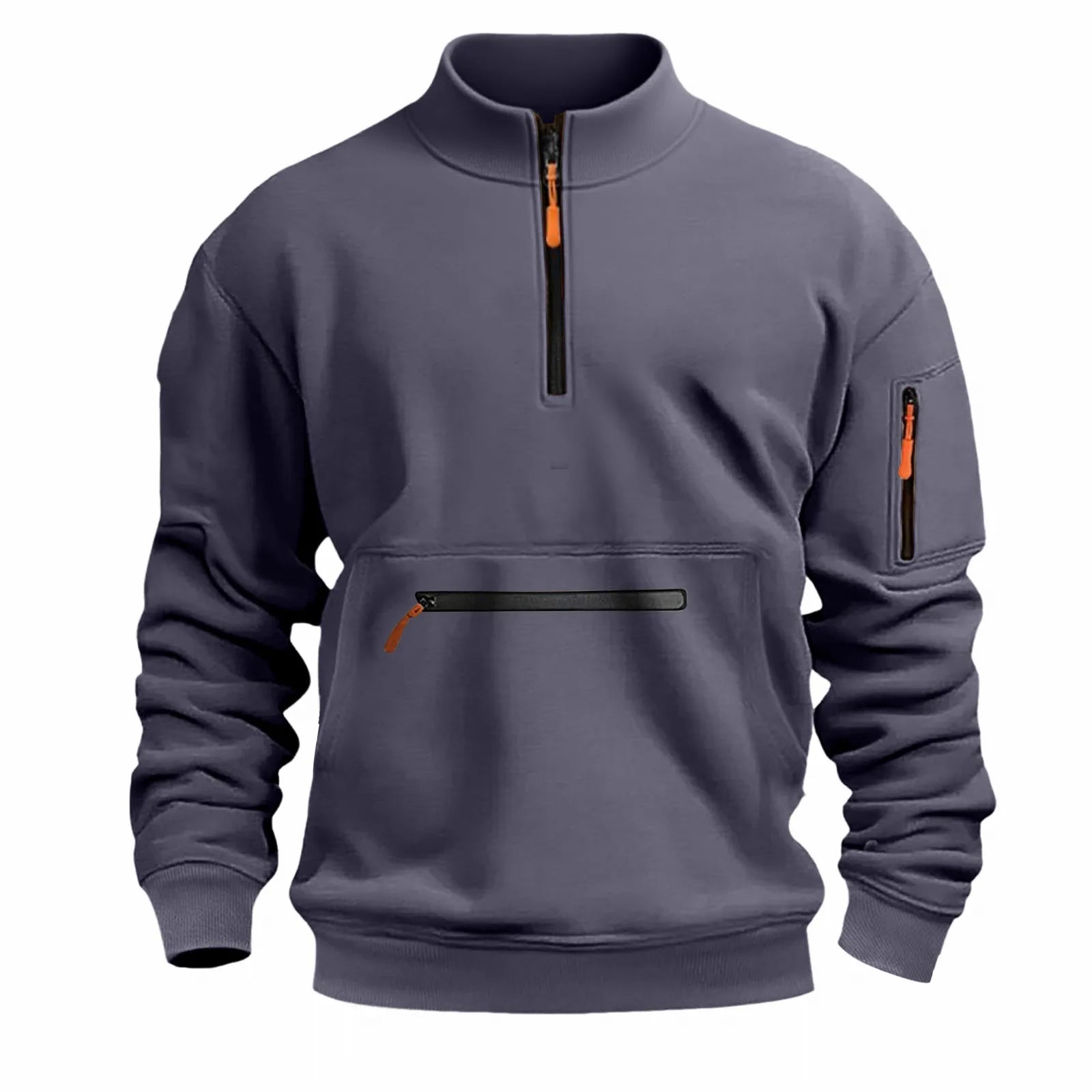 autumn winter Half-zipper stand collar Sweatshirts man and woman Solid Color Fleece Pullover Daily leisure tops Men Sweatshirt