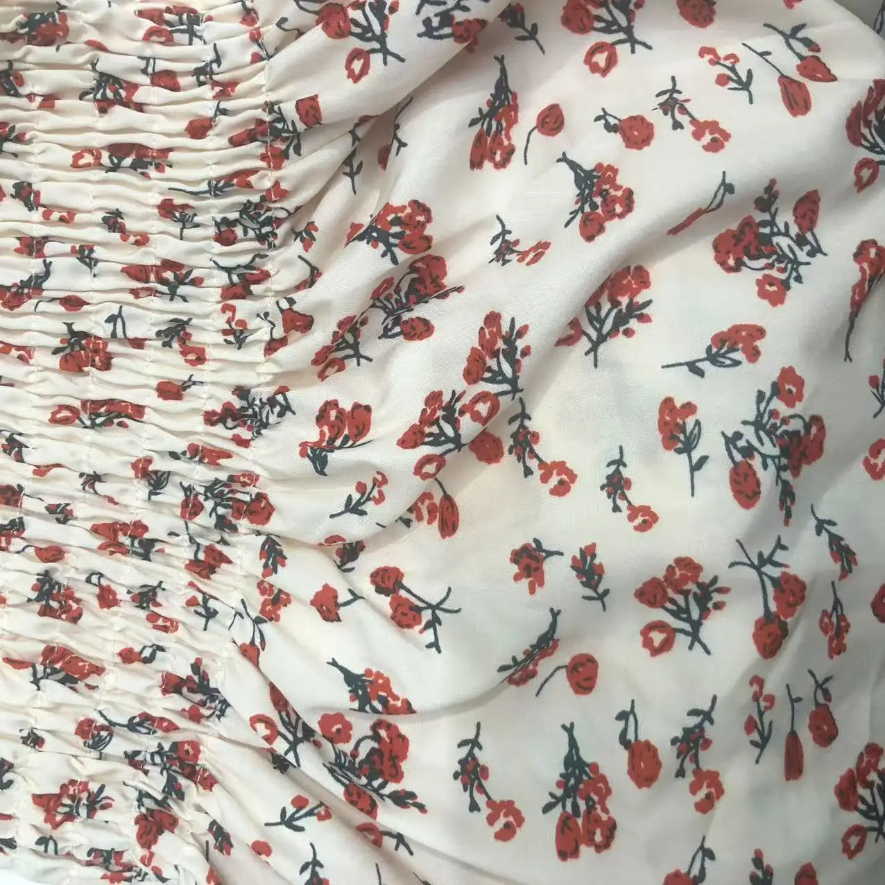 2026 New Spring Summer Dress Women Mini Dresses Female Short Sleeve Elastic Bust Printed Floral Pleated Backless Casual Dress