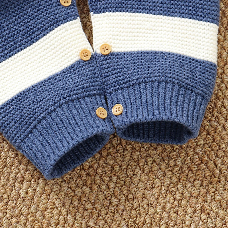 Winter Baby Clothes Sets Blue Long Sleeve Knitted Newborn Boy Sweaters Jackets+Rompers Outfits 0-18m Infant Outwear Costume