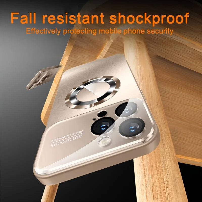Luxury Glass Camera For Magesafe Magnetic Wireless Charge Case For iPhone 17 16 15 14 13 12 11 Pro Max Air Plus Shockproof Cover