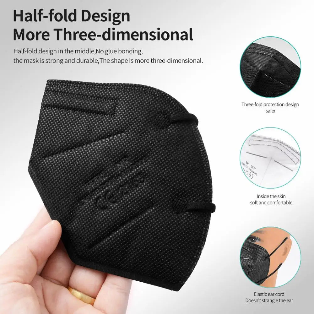 10-100Pcs FFP2 Masks KN95 Mascarillas 5 Layers Filter Homologada Face Masks Protective Mouth Mask CE FFP2MASK Respirator Masque
