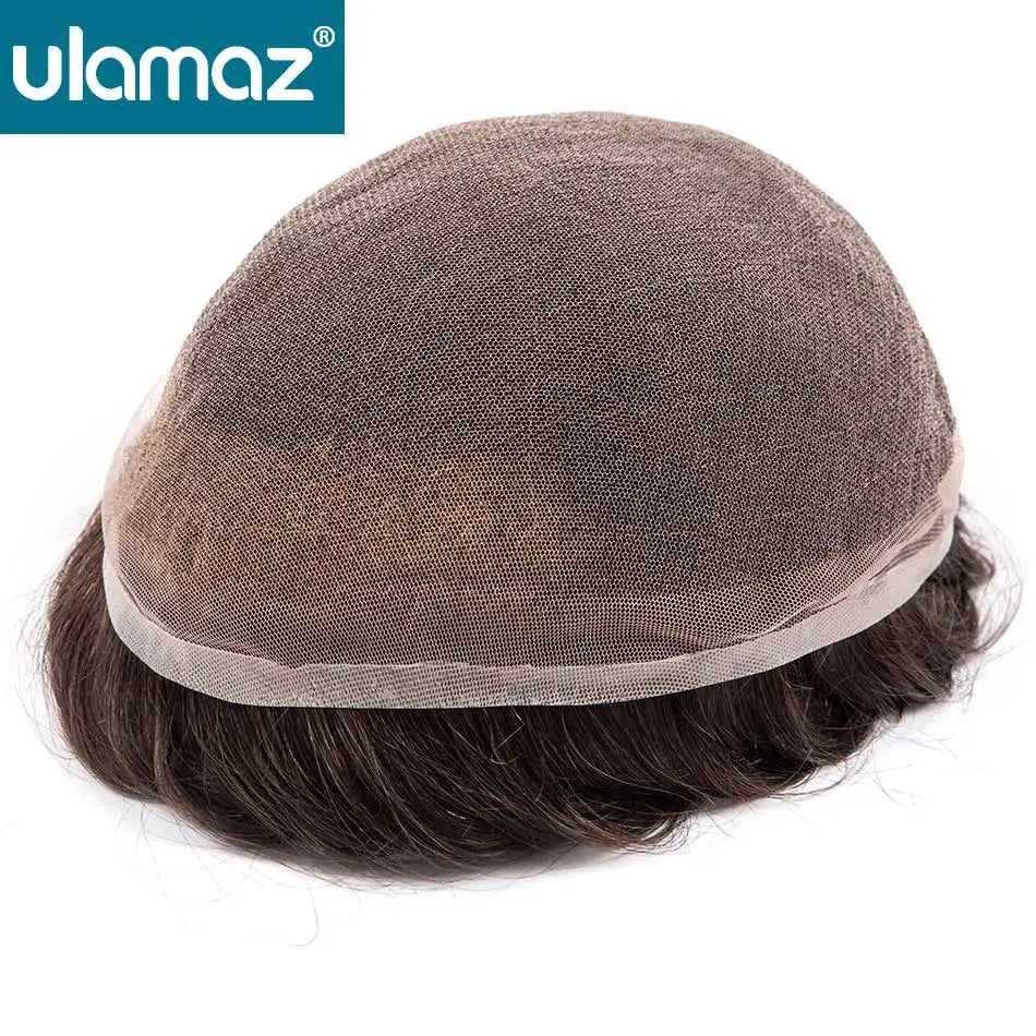 Male hair Prosthesis Full Lace Men's Wig Double Knots Man Wig Human Hair Toupee Breathable Hair System For Man Hair Prosthesis