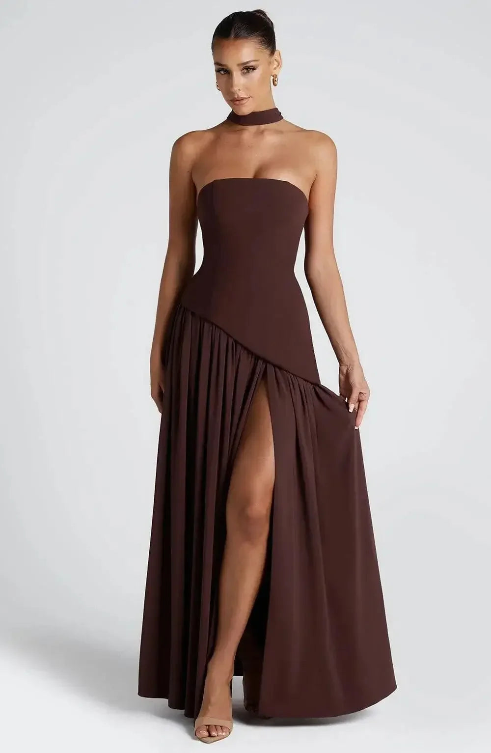 Butter Yellow Mesh Splicing Long Dress Elegant Strapless Split Backless Pleated Gowns For Women 2026 Lady Evening Party Gowns